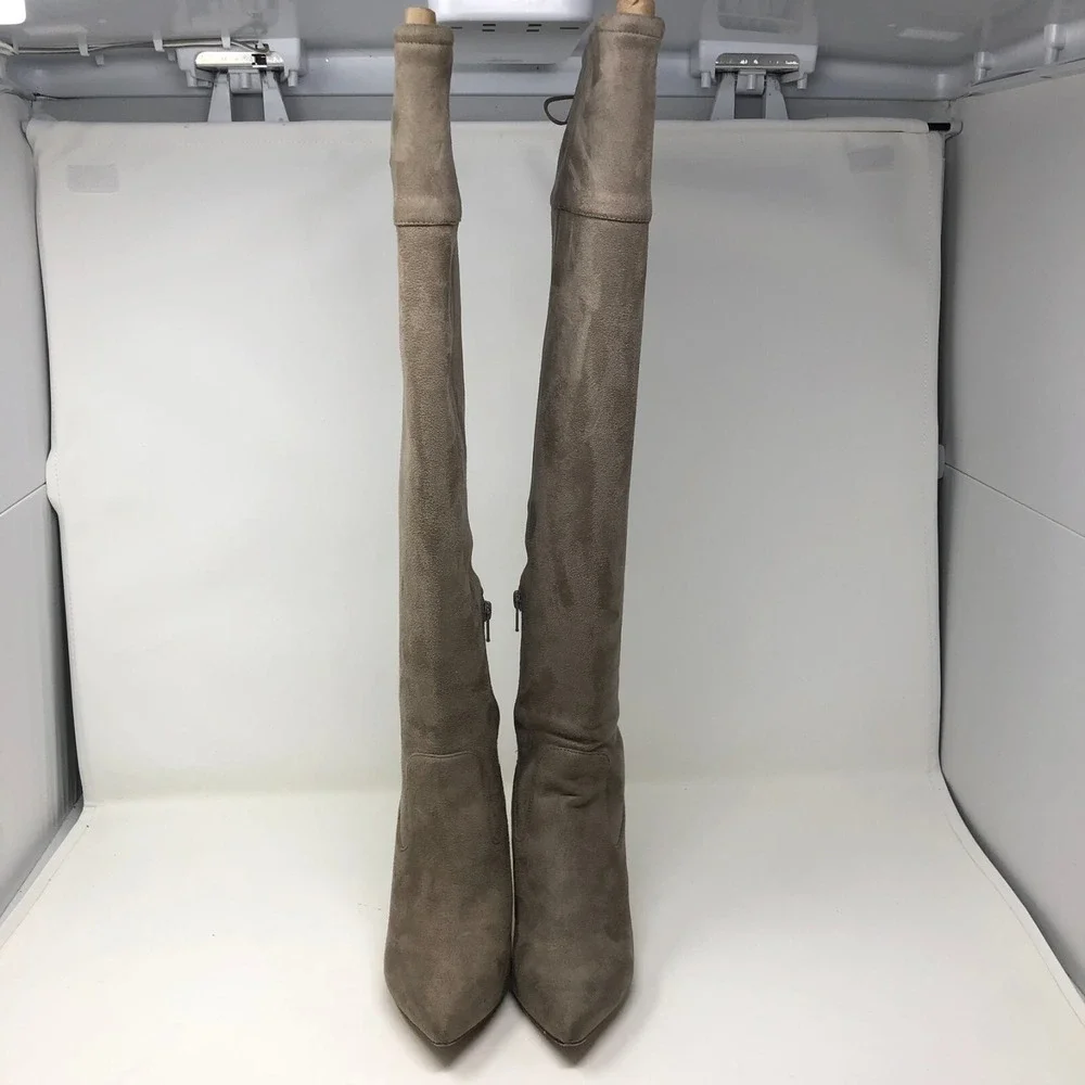 Michael Kors Jamie Over The Knee Stiletto Boots Womens 6.5 Taupe Beige